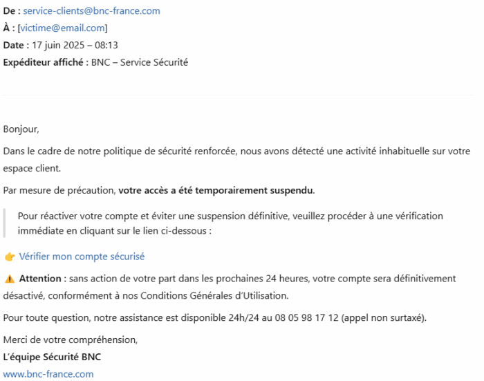 Faux e-mail de banque